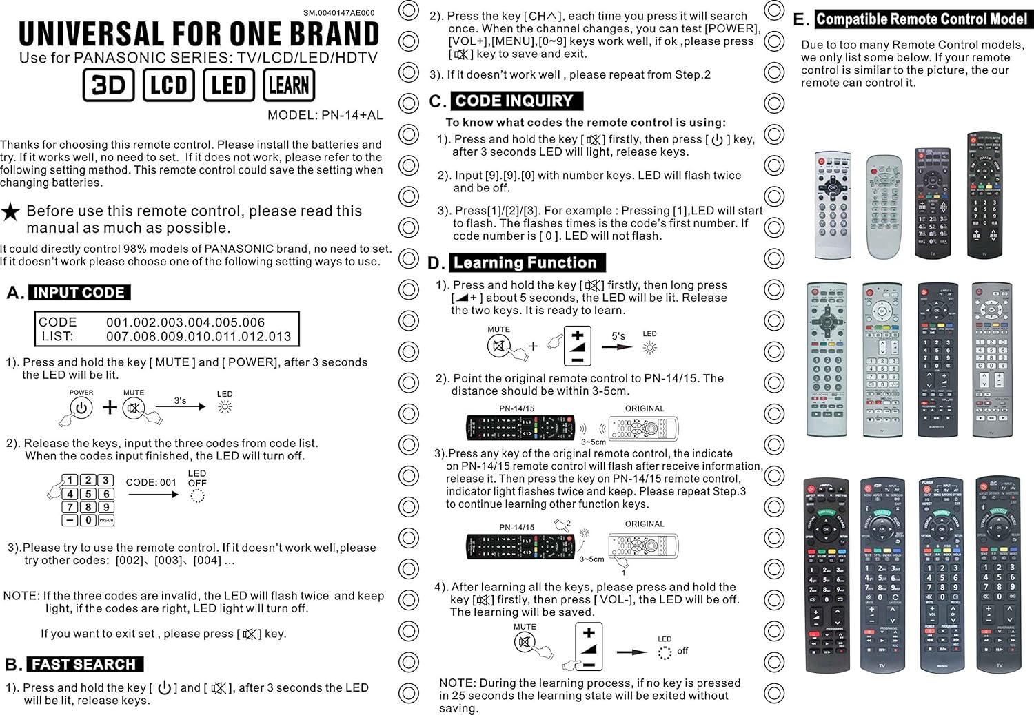 ... Remote fit for PANASONIC N2QAYB000486 N2QAYB000321 N2QAYB000485  N2QAYB000837 N2QAYB000926 N2QAYB000221 and Other 3D LCD LED HDTV TV:  Electronics