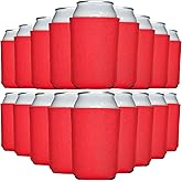 TahoeBay Bulk Blank Beer Can Cooler Sleeves (100-Pack) Sublimation Blanks for Vinyl Plain Soft Foam Can Sleeves Coolers for Soda Cans & Bottles Black, White, Assorted Solid Color (Red)