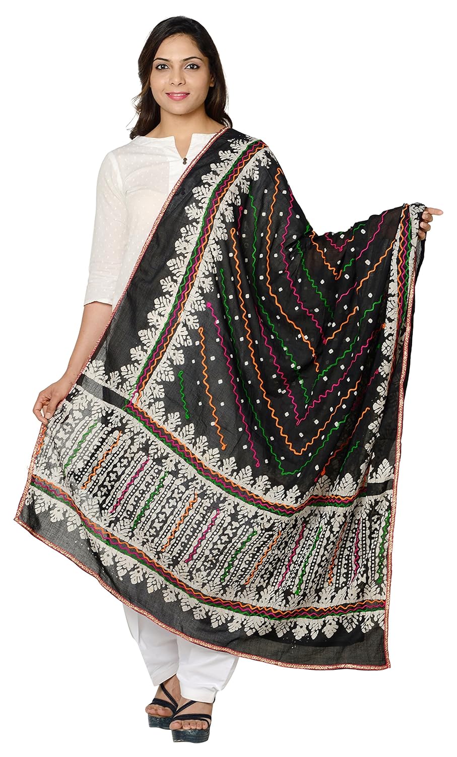 lodestone women's bandhani aariwork dupatta