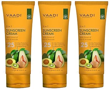 Vaadi Herbals Sunscreen Cream SPF-25, 110g (Pack of 3)