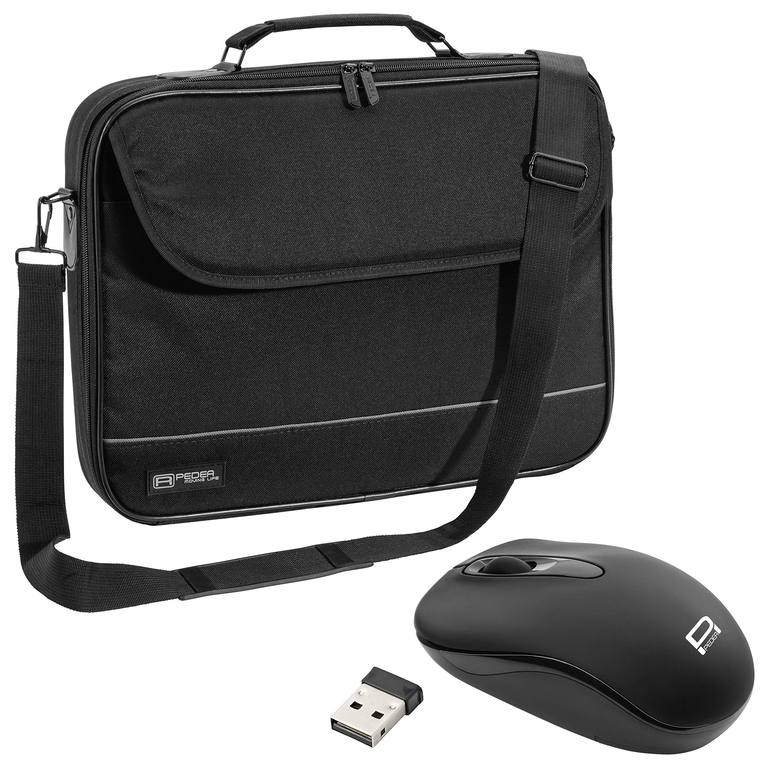 Pedea "Fair Laptop Bag 17.3" Notebook Bag Shoulder Bag with Shoulder Strap and Wireless Mouse - Black