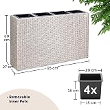 CASARIA Flower Box 4 Inner Pots Polyrattan Cream Outdoor Planter Rectangular view 3