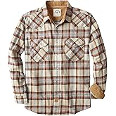 Dubinik® Flannel Shirt for Men Western Mens Pearl Snap Shirts Long Sleeve Casual Cozy Vintage Cowboy Plaid Soft Pure Cotton