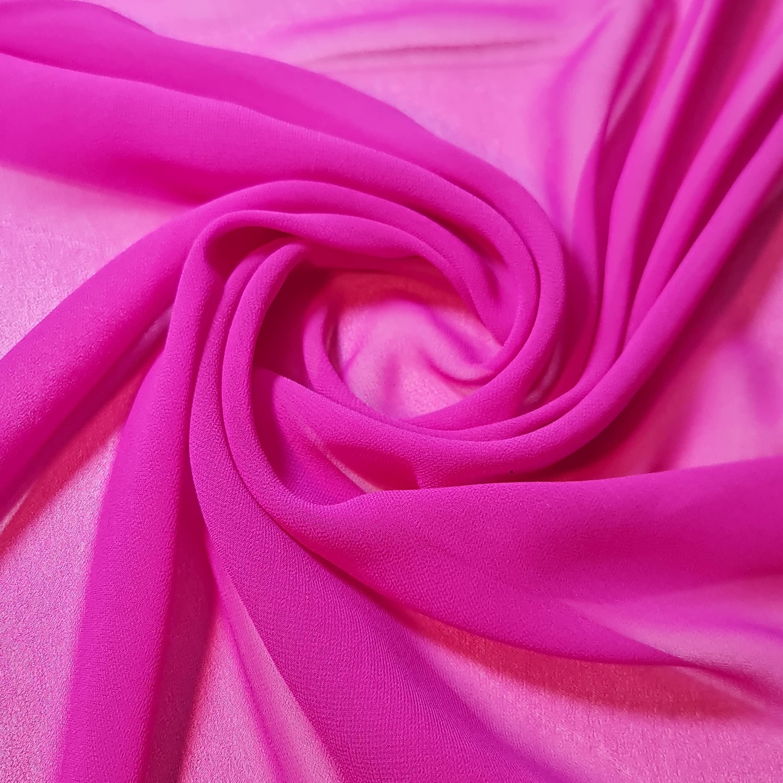 Chiffon Sheer Fabric Plain Soft Polyester Wedding Arch Dress Craft Material 44" (10 Meter, Magenta (64))