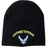 Officially Licensed United States Air Force Veteran Symbol Embroidered Black Beanie Hat