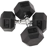 Fitvids 2nd Generation Rubber Coated Dumbbell Weight Chrome Grip Hand Weight, 35lbs, Pair