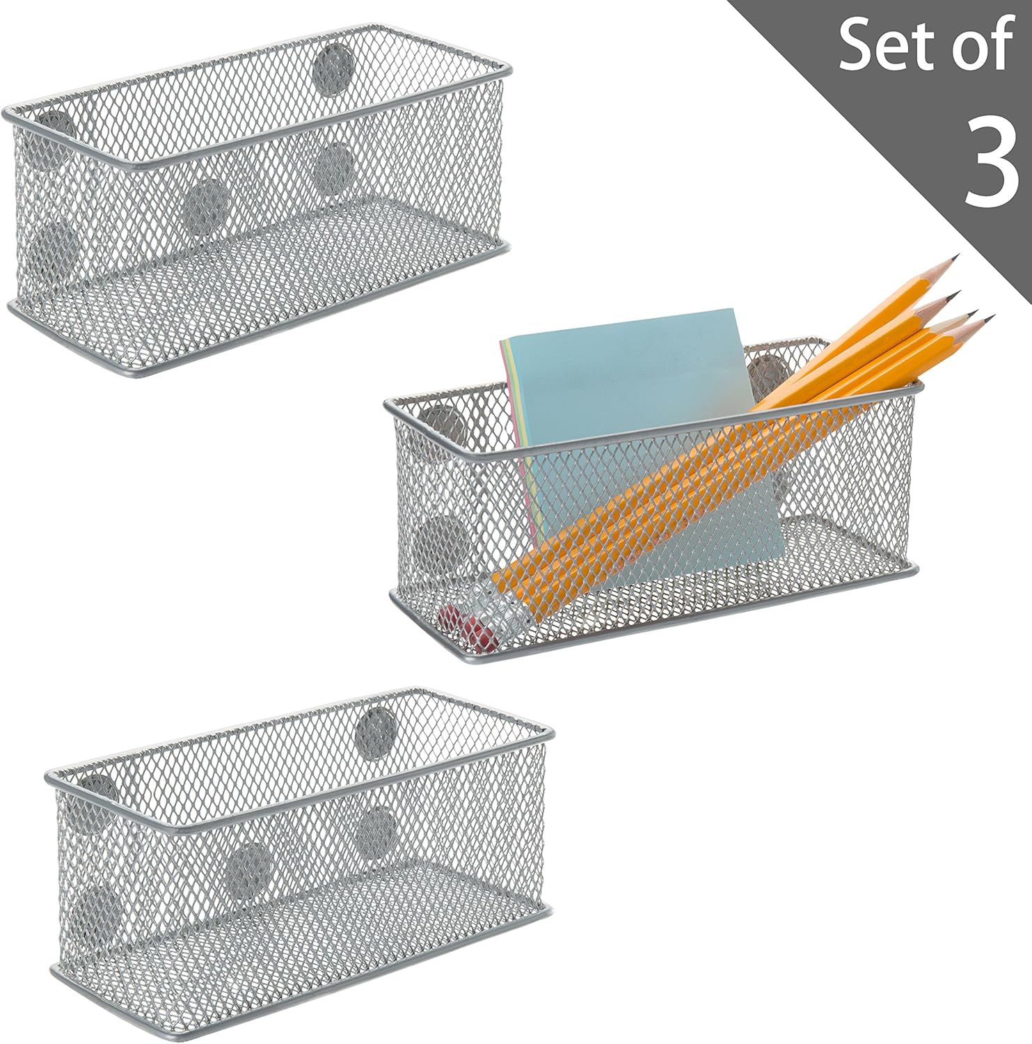 MyGift Antique Silver Tone Metal Mesh Storage