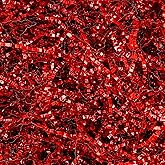 Evechole Crinkle Paper Filler, 5.3oz Red Crinkle Cut Paper Shred Filler Metallic Shredded Paper Filler for Gift Wrapping & Basket Filling on Mother's Day Christmas Valentine’s Easter Wedding Birthday