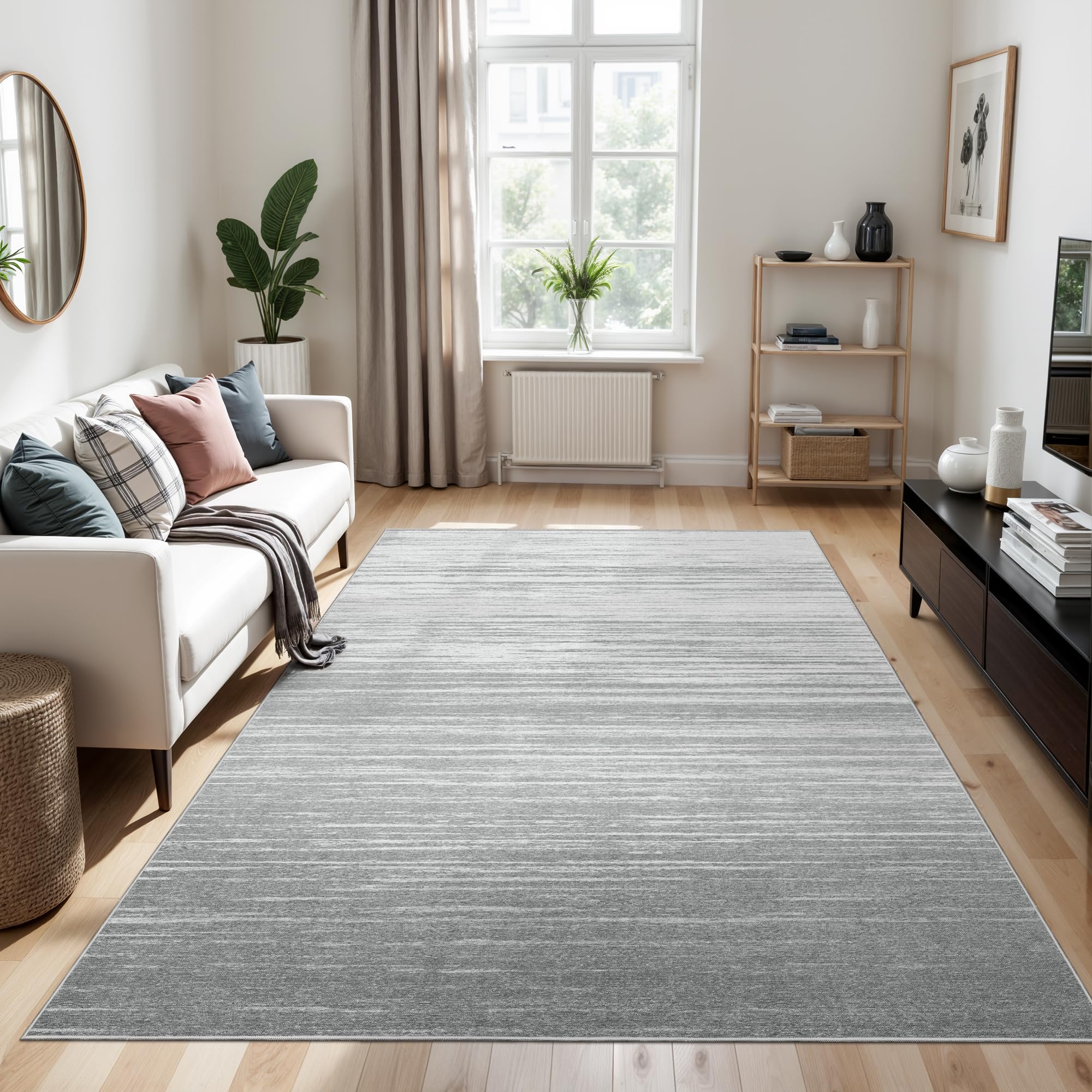 Photo 1 of Valenrug Washable Rugs 5x7 - Non Slip 5x7 Area Rugs for Living Room, Stain Resistant Area Rugs for Bedroom, Foldable Machine Washable Area Rug(5'x7', Grey)