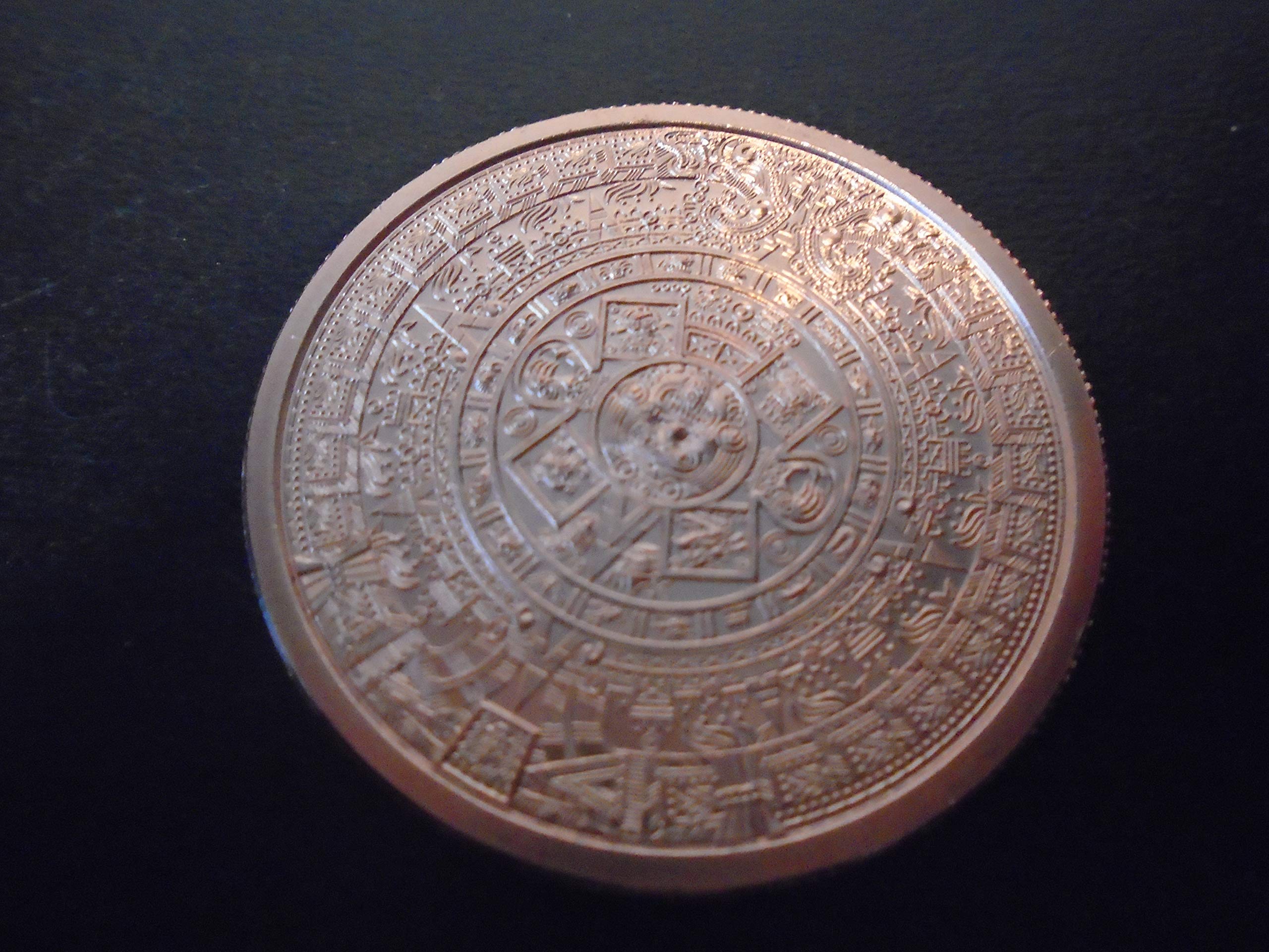 AZTEC / MAYAN CALENDAR FINE COPPER COIN 1 oz intricate DETAIL 999 unique and rare art copper bullion 1 x 1 oz 39 mm coin... with Aztec Warrior on reverse