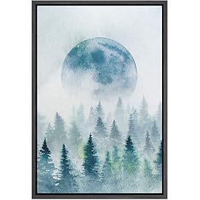 SIGNWIN Framed Canvas Wall Art Foggy Green Forest...