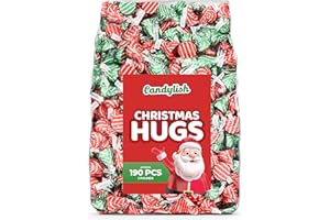 CANDYLISH Christmas Hugs Milk Chocolate, 2 LB Bulk Candy (Approx. 190 Pieces) – Festive Red, Green, and Silver Wrapped Chocolates for Holiday Parties, Stocking Stuffers, and Baking