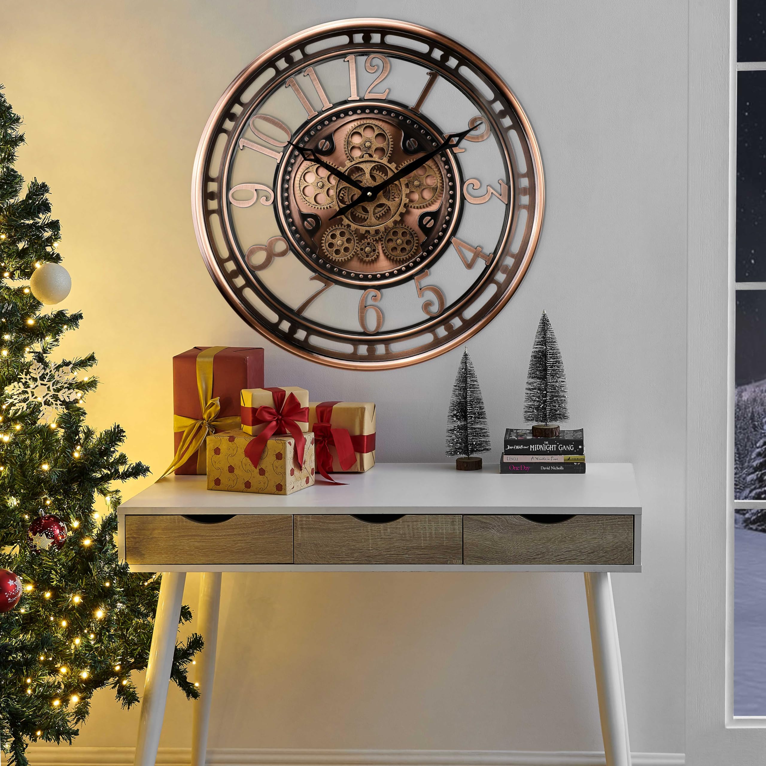 Mua CLXEAST 21 Inch Moving Gear Wall Clock for Modern Farmhouse Living ...