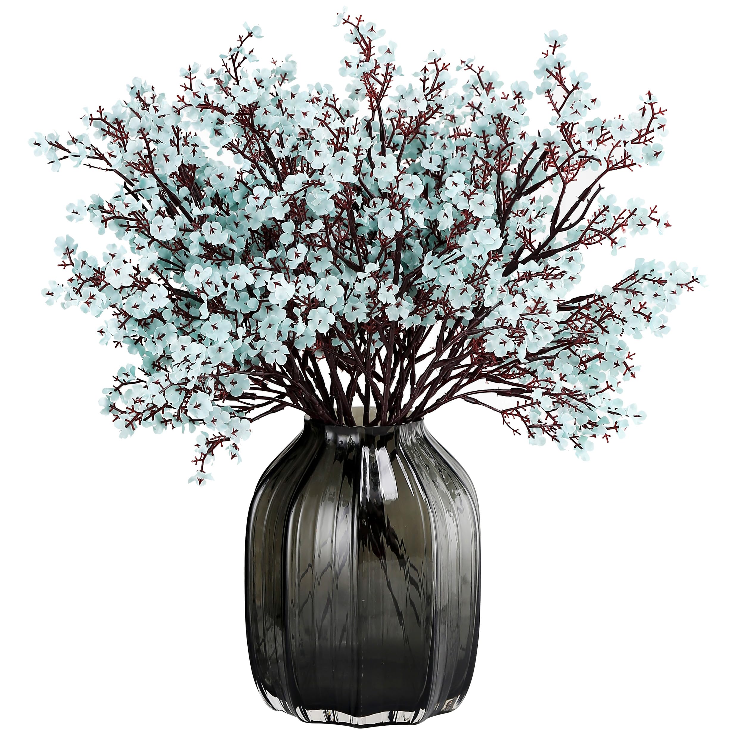 JAKY-Global Babys Breath Silk Artificial Flowers Bulk 6pcs for Fall Decor Fake Flower Bouquet Bulk for Home Kitchen Indoor Bouquet Floral Arrangement Table Centerpieces Party Decor(Grey Blue 6pcs)