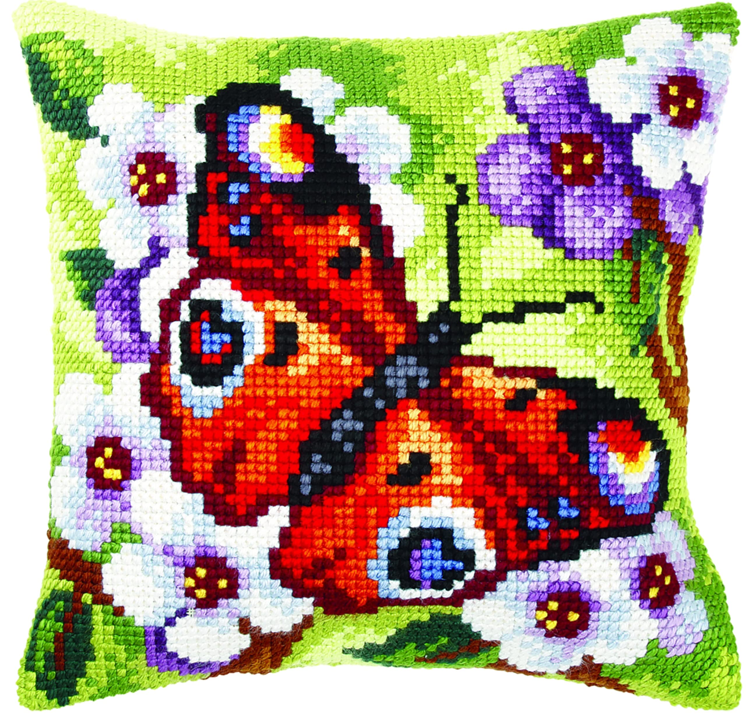 Orchidea - Cushion Cross Stitch Kit - Butterfly - Printed Canvas - 4.5 Count - for Adults - 9379, 40 x 40cm
