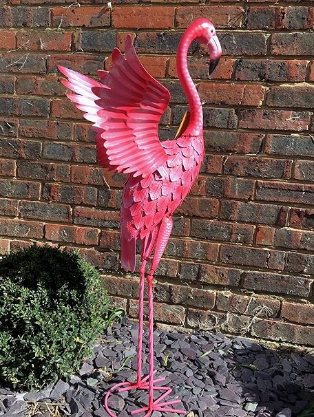 Large Metal Flamingo Ornament - Wings Spread Out - 70cm tall: Amazon.co