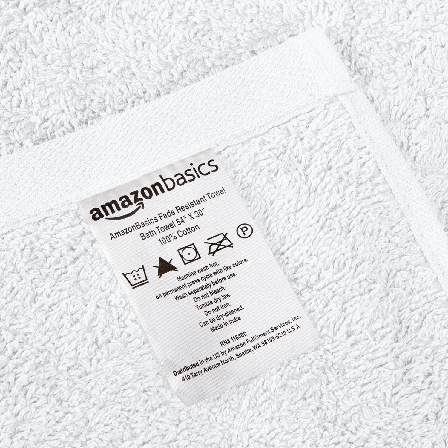 Basics 6-Piece Fade-Resistant Cotton Bath Towel Set - White: Home & Kitchen