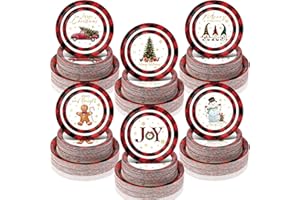 Layhit Christmas Party Paper Plates for Dessert and Decorations - Disposable Round Plates for Birthday Parties, 7 Inch and 9 Inch (120 Pcs)