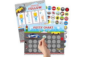 OSNIE Racing Car Potty Training Chart for Toddlers Boys - Potty Reward Chart with Stickers for Kids Race Car Blank Toilet Training Step Instructions Poster Behavior Chart on Wall for Bathroom Home