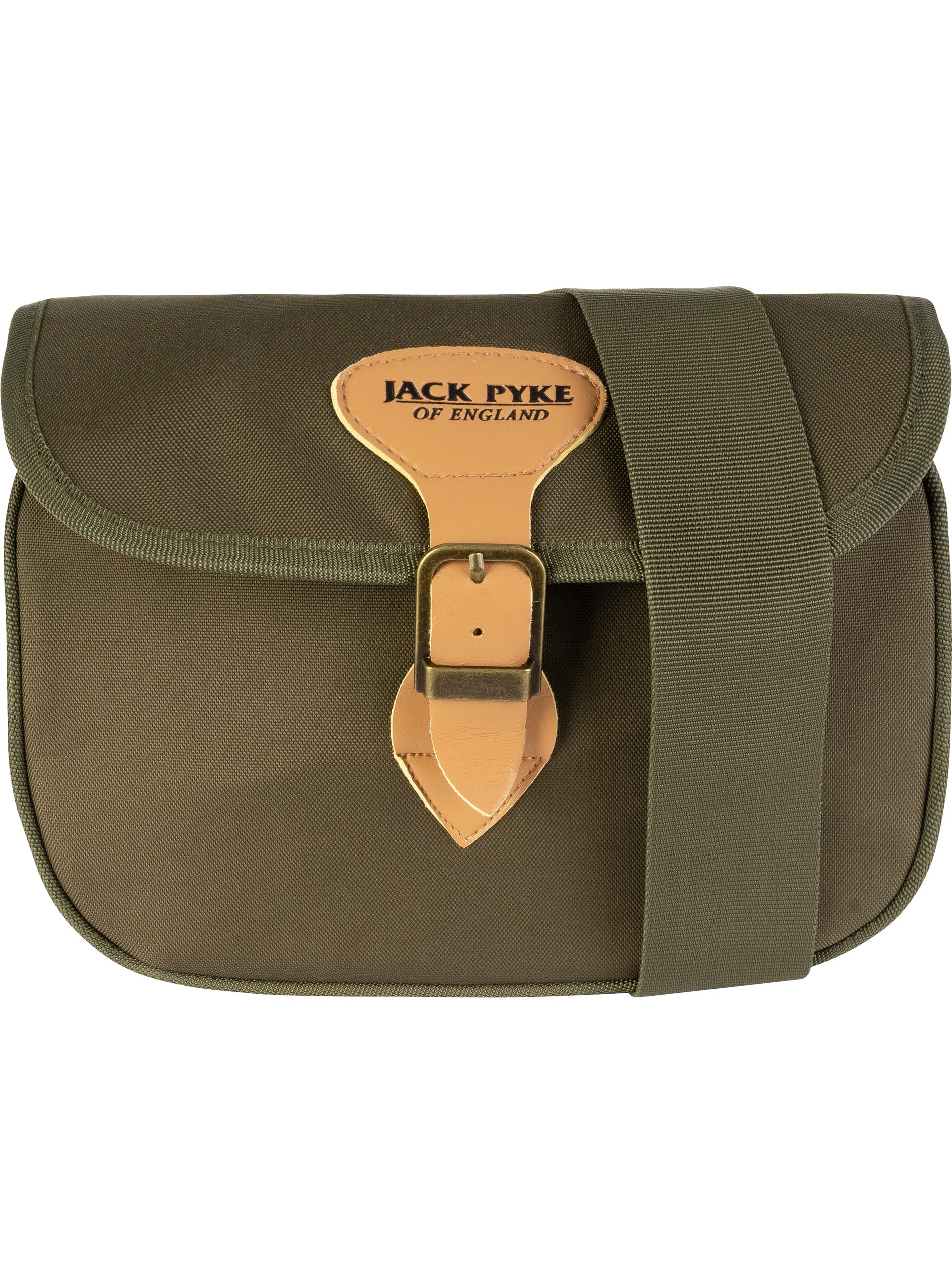 JACK PYKE Speed Loader Cartridge Bag – Durable Shooting Bag with Leather Fastenings, Metal Buckle, Adjustable Strap, Holds 70+ Cartridges for Clay Shooting & Game - Green