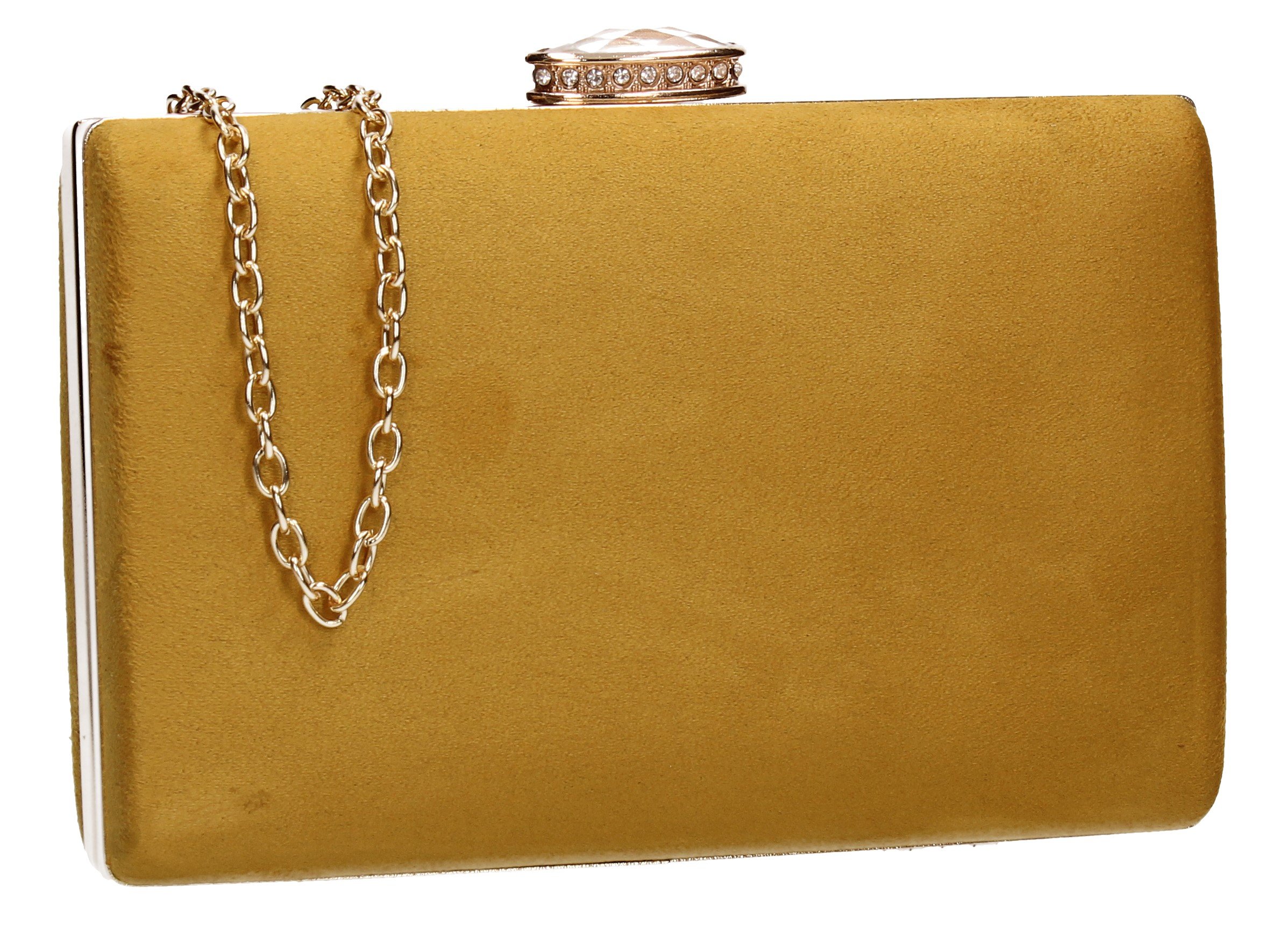 SwankySwans Surrey Suedette Velvet Womens Elegant Ladies Party Prom Wedding Bridal Box Clutch Bags (Mustard Yellow)