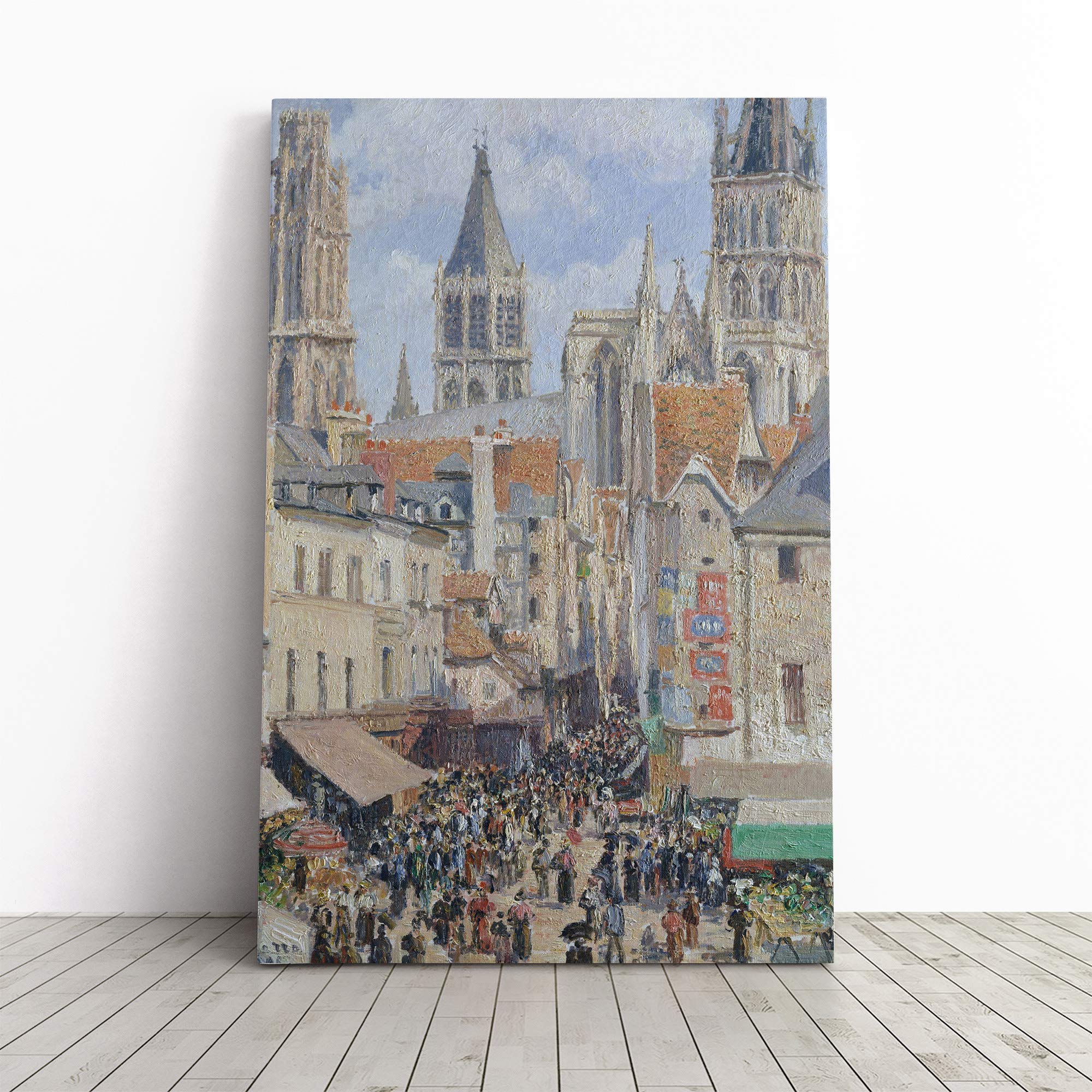 Camille Pissaro Church Canvas Print | Gallery Wrapped 30mm Frame Wall Art | 20x14 inches | Ready to Hang | Modern Cityscape Picture | Living Room Bedroom Lounge Office