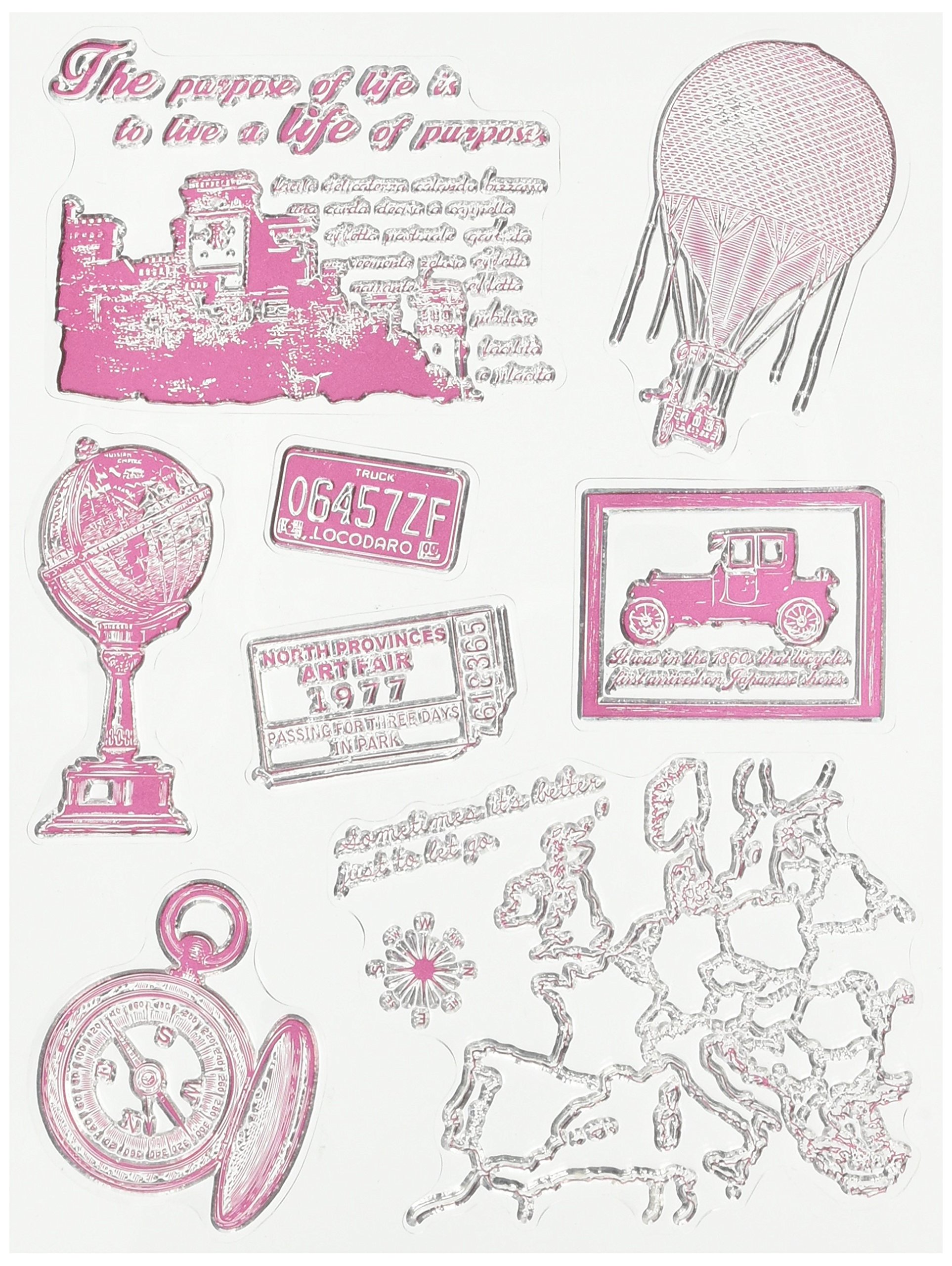Rayher Clear Silicone Stamps with Time Travel Theme