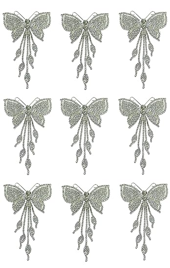 Amazon Com Bella Set Of 9 Crystal White Butterfly Barrettes