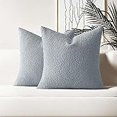 HAUSSY Set of 2 18x18 Decorative Throw Pillow Covers, Soft Cozy Textured Boucle Couch Cases, Home Decor for Couch Bed Living Room, Dusty Blue