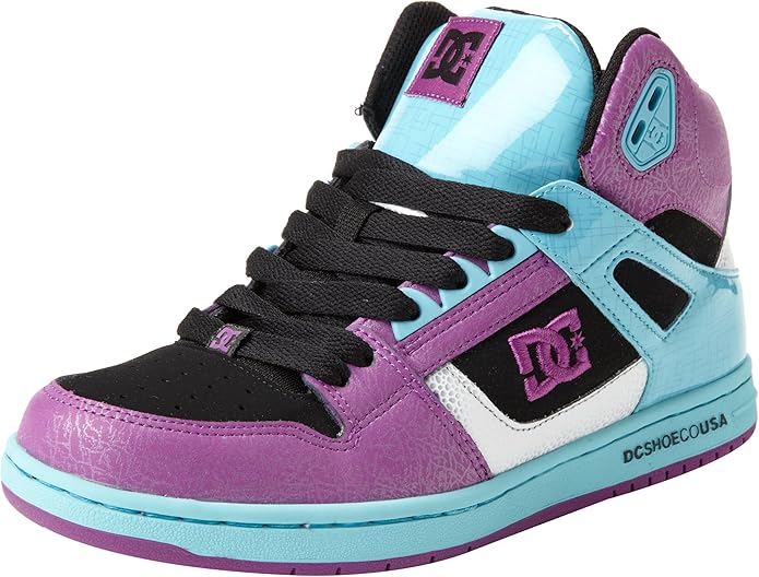 DC SHOES Womens Rebound Hi J HighTops, BK/Purple, 7 UK DC SHOES Womens Rebound Hi J HighTops, BK/Purple, 7 UK