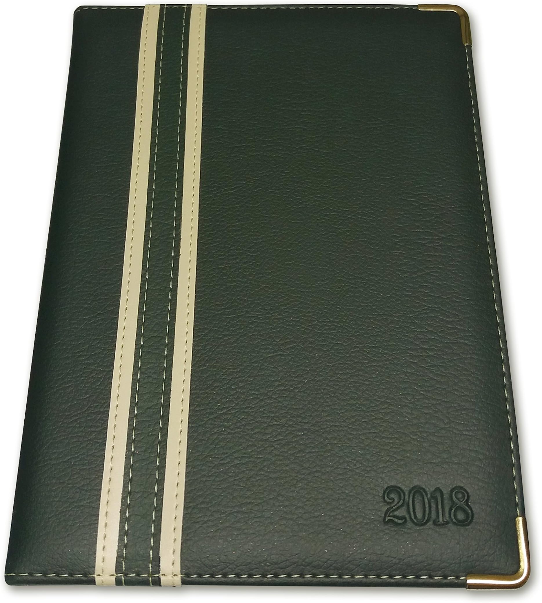 Planner 2018 Leather Luxurious with Golden Borders Color: Green