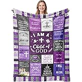Christian Gifts for Women, Birthday Gift for Women, I Am a Child of God Blanket, Inspirational Gifts for Christians Sister, Friend, Daughter, Mom, Baptism Gifts for Girl Throw Blanket 50''x60'' Purple