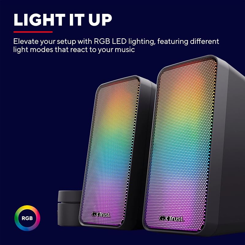 Wezz 2.0 Casse PC Gaming con Illuminazione LED RGB, 12W (6W RMS)