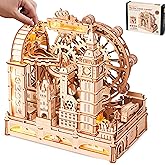 ROBOTIME Wooden Town Marble Run - 3D Wooden Puzzles for Adults EGB01 Night City Marble Run Kit - Wooden Model to Build - Spac