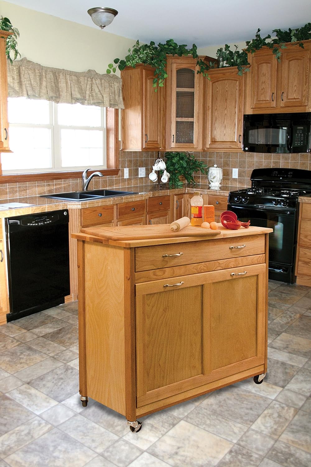 Kitchen Islands Carts Catskill Pull Out Recycling Trash Island Brown Home Kitchen