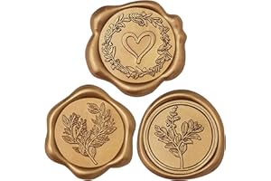 Uwilowe 60 Pcs Vintage Gold Wax Seal Stickers Self-Adhesive Envelope Seals Stamp Stickers, Perfect for Wedding Invitations Seating Chart Christmas Gift Wrapping 3 Designs in 1 Pack