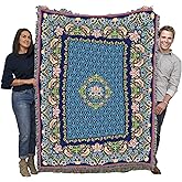 Pure Country Weavers William Morris Strawberry Thief Border Blanket - Arts & Crafts - Gift Tapestry Throw Woven from Cotton - Made in The USA (72x54)