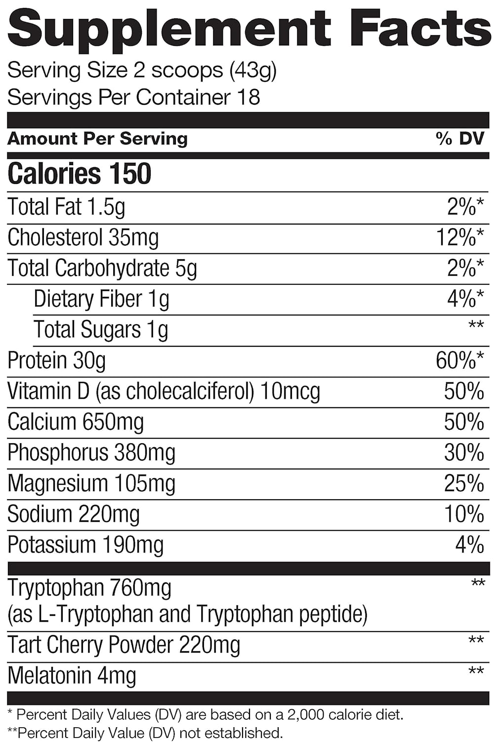 Cytosport Sleeping Giant Hot Chocolate Nighttime Protein Supplement Powder - with Melatonin &...