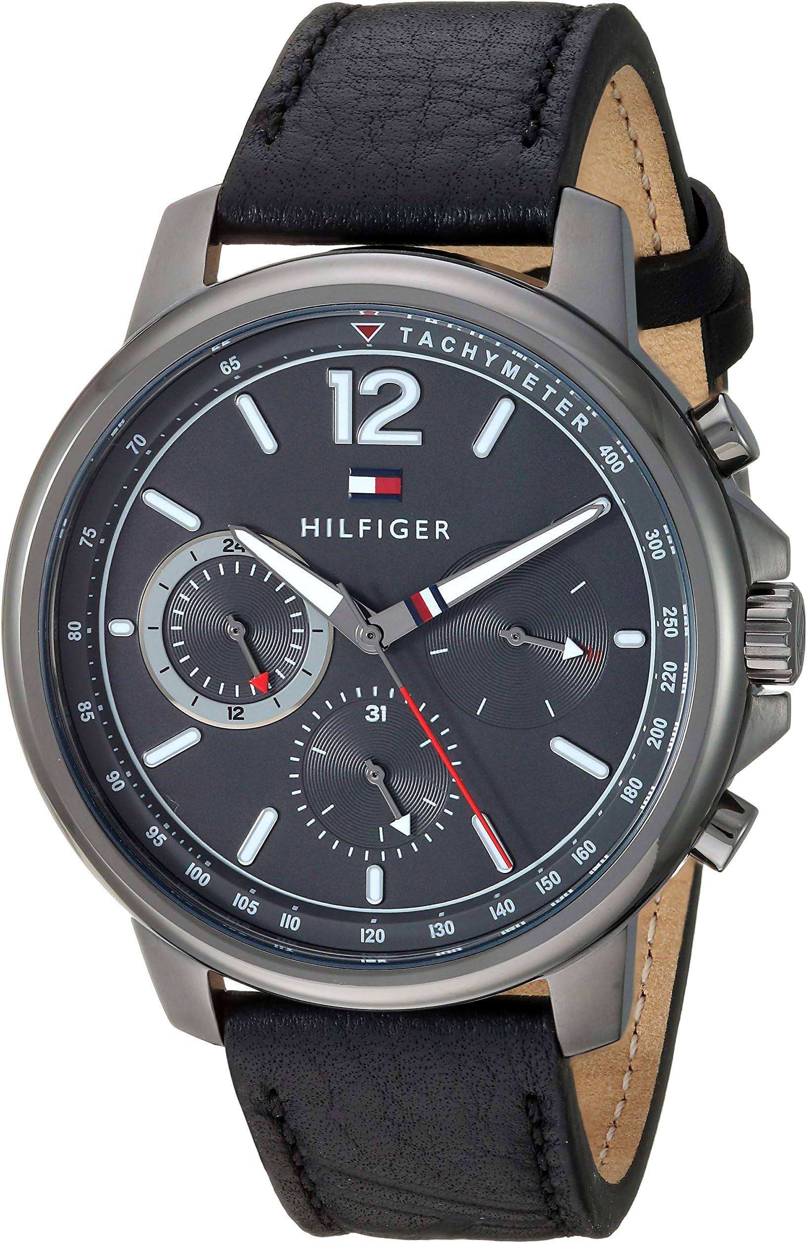 Tommy Hilfiger Men's Stainless Steel Quartz Watch with Leather Calfskin