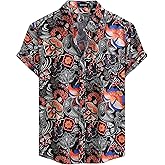 MCEDAR Mens Casual Short Sleeve Button Up Vintage Summer Hawaiian Beach Vacation Shirts (Size S-5XL Big and Tall)