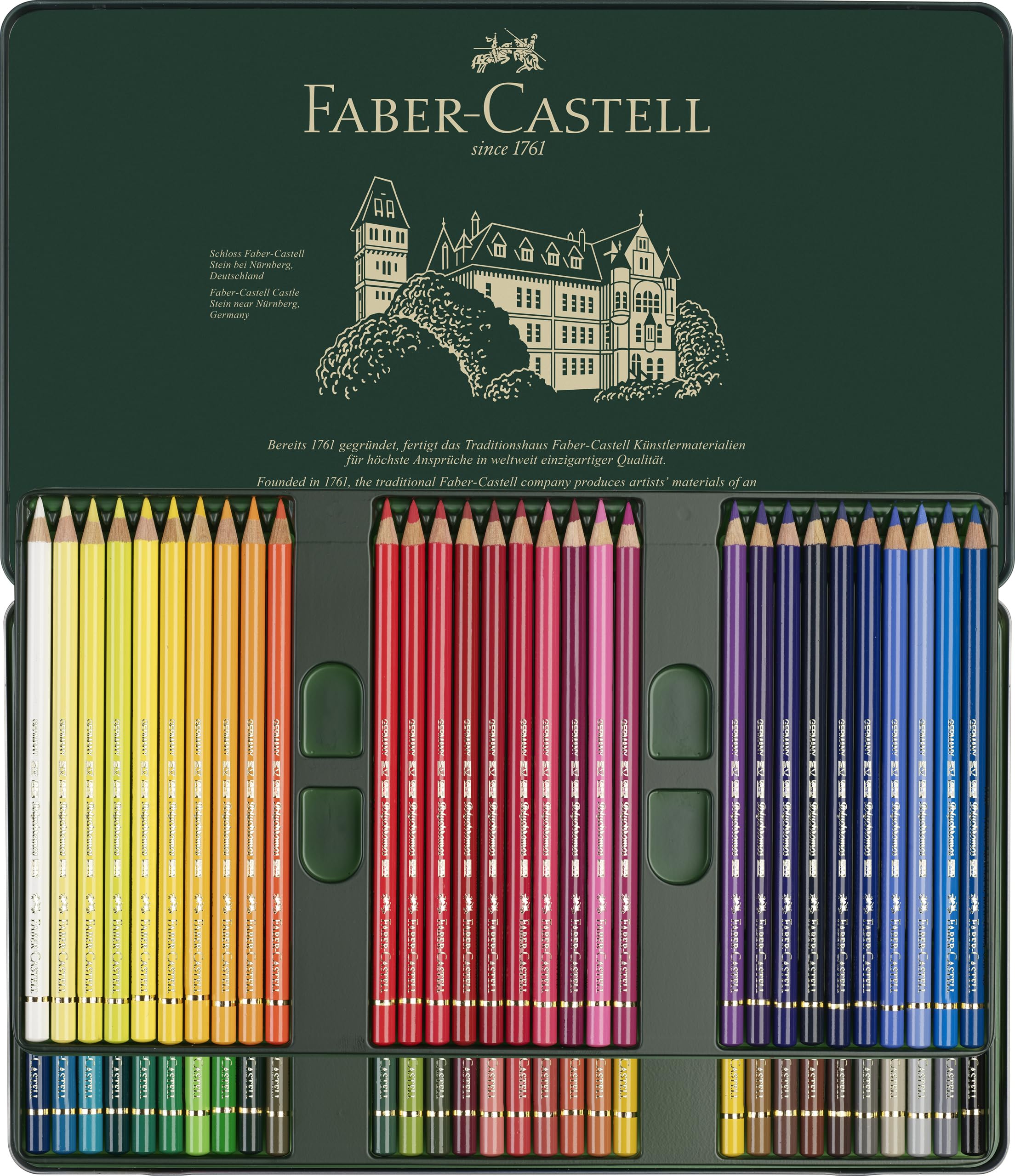 Faber-Castell Polychromos Artists' Color Pencils - Tin of 60 Colors - Premium Quality Artist Pencils