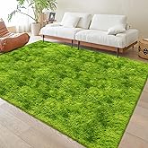 TENNOLA Tie Dyed Grass Green Shag Rug 5x8, Soft Plush Green Fluffy Rug Large Fuzzy Area Carpet for Living Room Bedroom Dorm Nursery Furry Indoor Floor Rug for Kids Girls Boys Home Decor Aesthetic