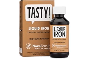 NovaFerrum Tasty | Pediatric Drops Liquid Iron Supplement for Infants, Toddlers & Kids | 15mg of Iron Per 1mL Dose | Ages 4 & Under | Gluten Free | Sugar Free | Chocolate Flavored | 120 Servings