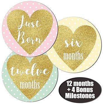 Amazon.com: Baby Girl Gold Heart Monthly Stickers - Great Shower ... Amazon.com: Baby Girl Gold Heart Monthly Stickers - Great Shower ...