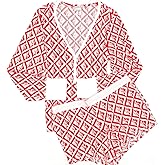 Victoria's Secret Women's Thermal Pajama Boxer Shorts Red Geometric Logo Large
