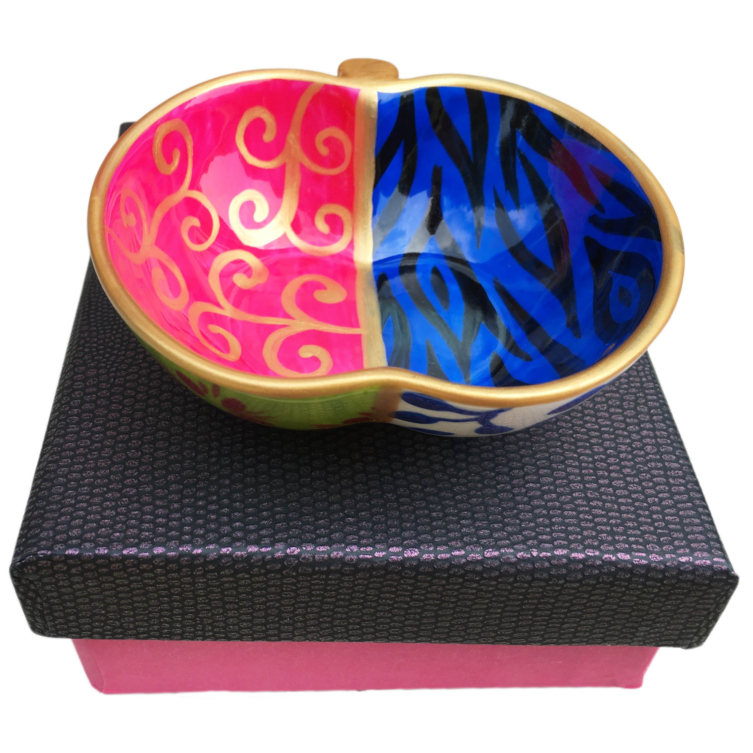 Boxed, Hand Painted Small Dish in Blue Danube design