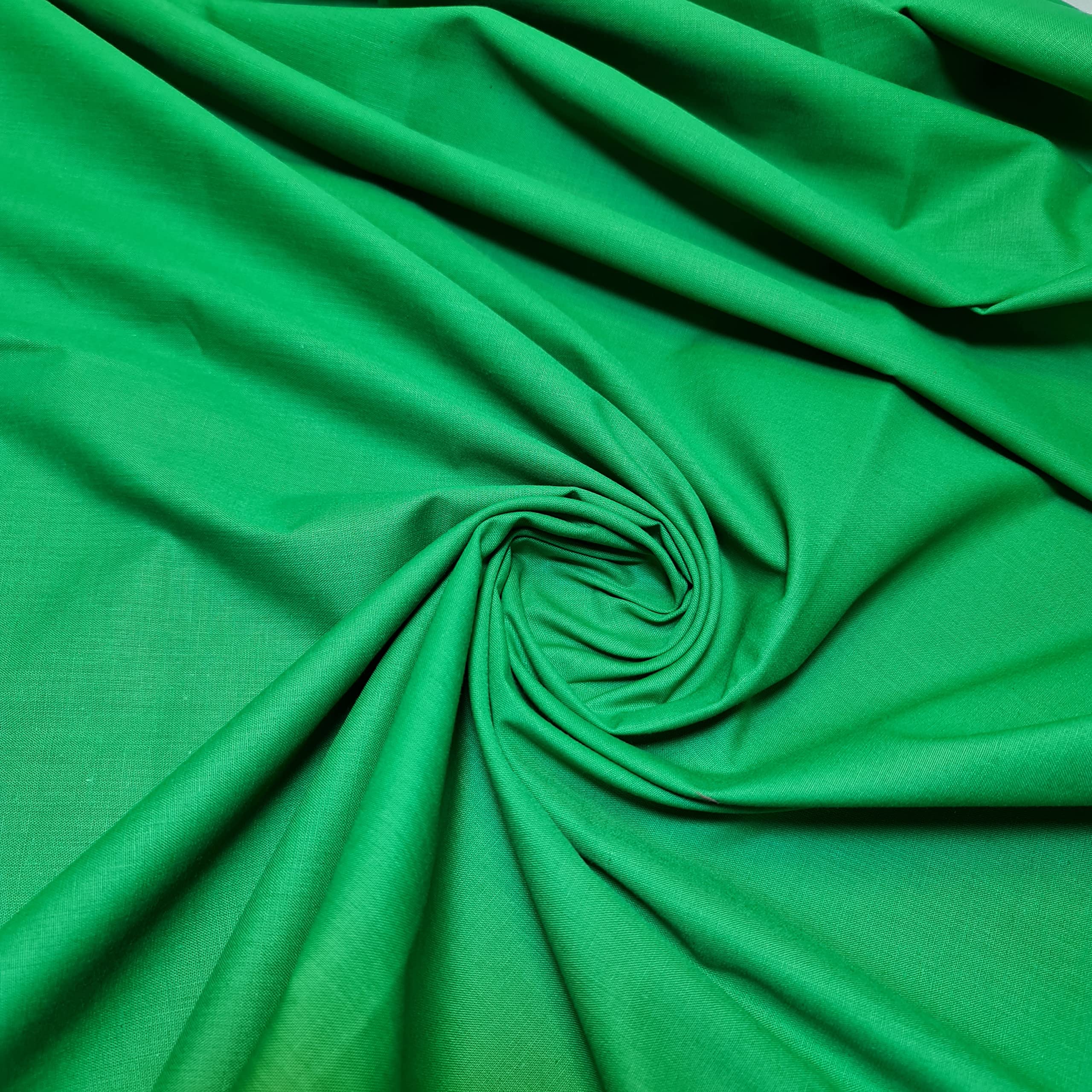 100% Cotton Fabric Sheeting Quilting Plain/Print Solid Colour 240cm Extra Wide (Pre Cut 1 Meter) (Emerald Green)