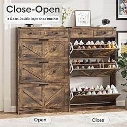 Halitaa Shoe Cabinet with 3 Flip Drawers & 2
