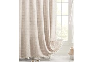 Awellife Boho Farmhouse Stall Shower Curtain Beige Thick Cotton Linen Fabric Luxury French Country Bathroom Shower Curtains Set Modern Bohemian Chic, 36x72