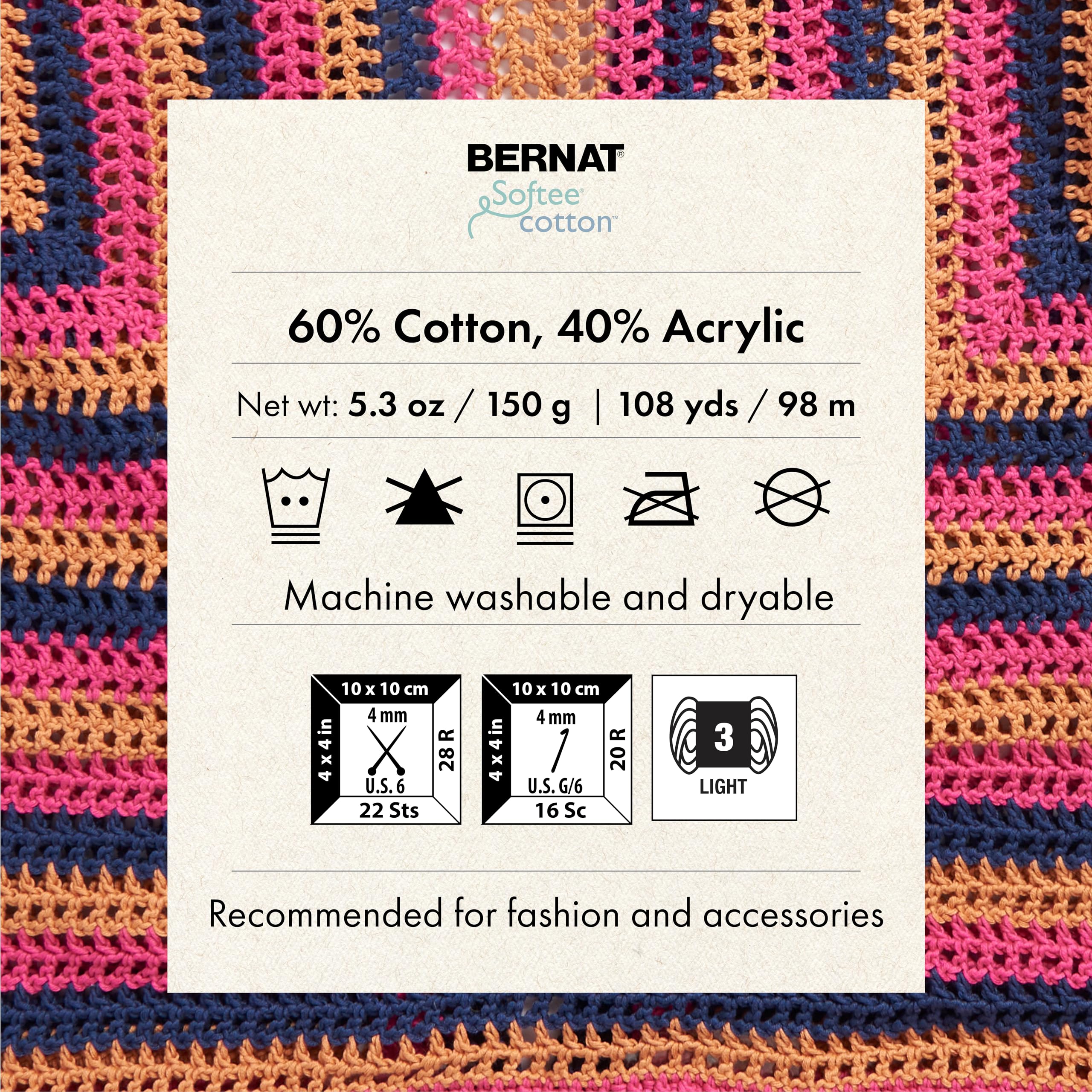 Bernat Softee Cotton Black Yarn - 3 Pack of 120g/4.25oz - Nylon - 3 DK (Light) - 254 Yards - Knitting, Crocheting & Crafts